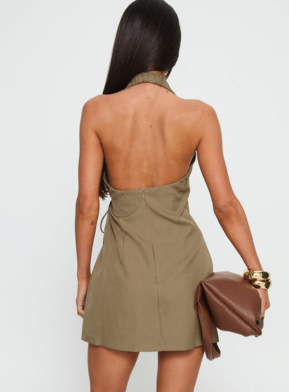 Rebecka Halter Neck Playsuit Moss