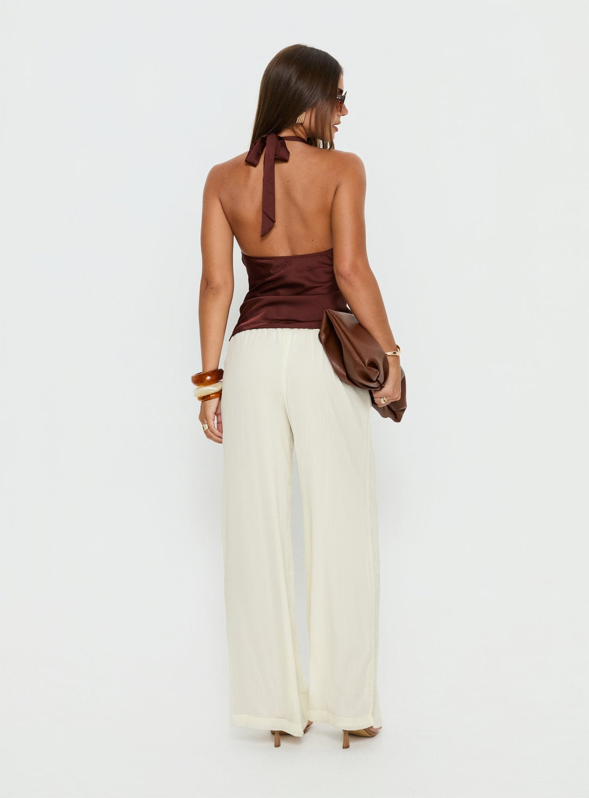 Nonnah Chiffon Straight Leg Pants Cream