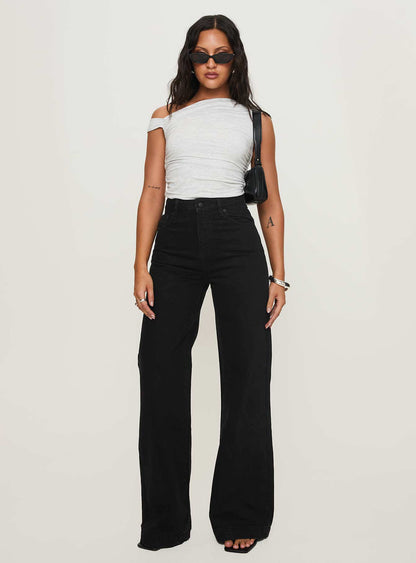 Goldie High Rise Wide Leg Jeans Black Petite