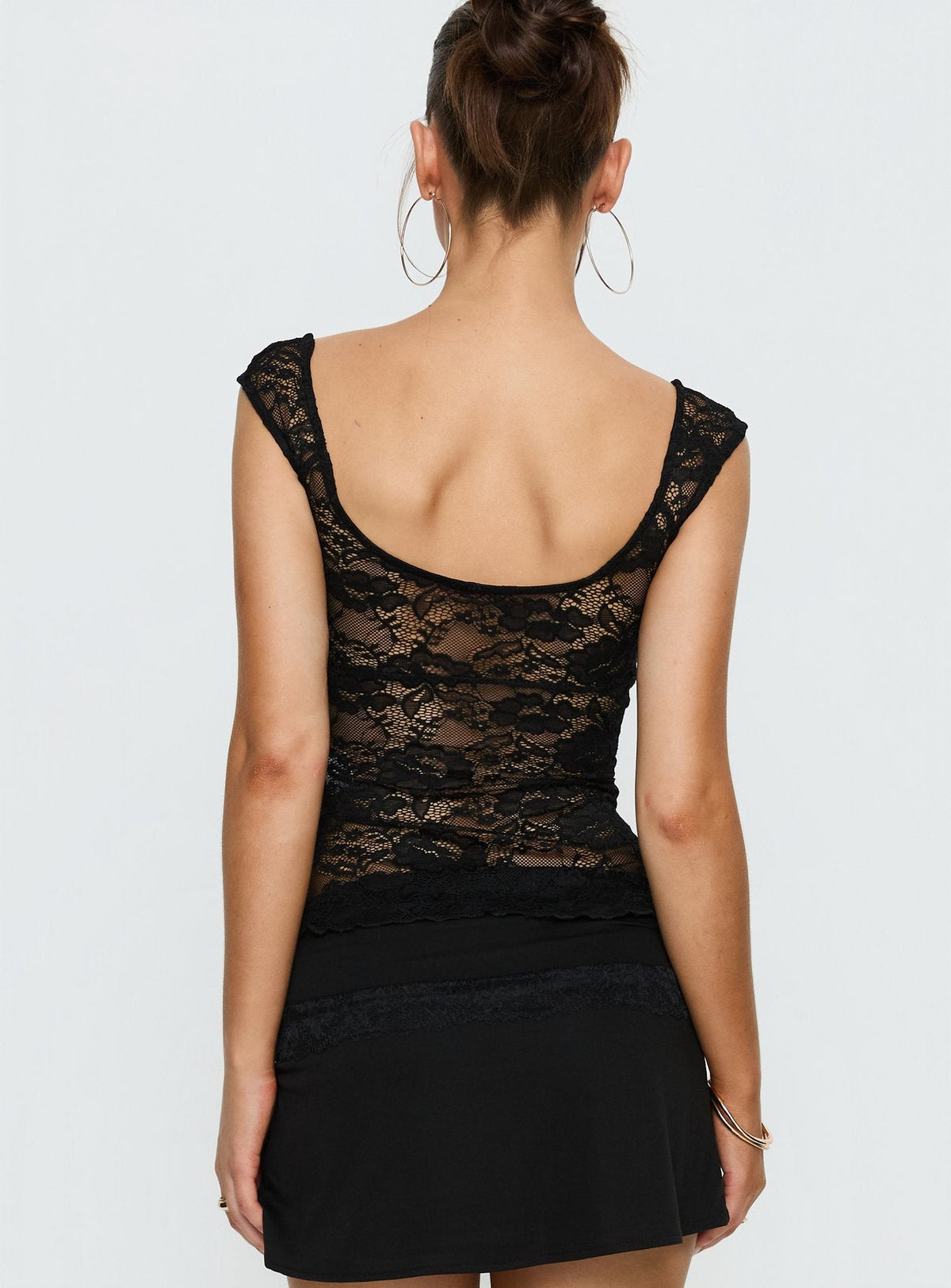 Francyne Lace Keyhole Top Black
