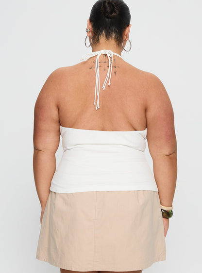 Roller Coaster Bead Detail Top White Curve