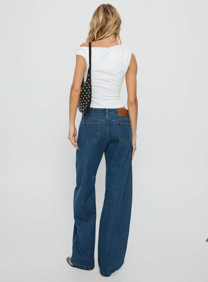 Tippie Low Rise Barrel Leg Jeans Mid Wash