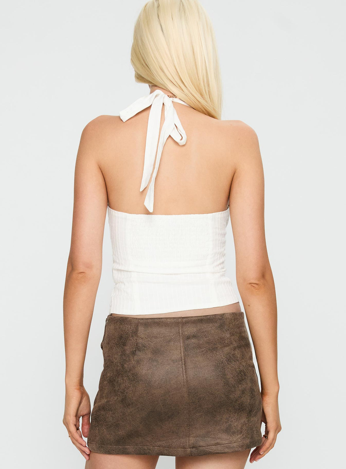 Vayda Halter Top White