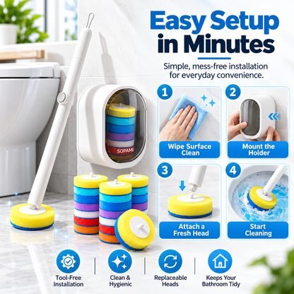 Disposable Scrubber Toilet Brush Kit 1 Handle + 42 Color Refill Heads