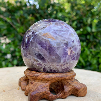 408g 6x6x6cm Purple Banded Chevron Amethyst Sphere from South Africa