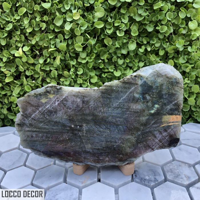 417g 4x9x13cm Rainbow Labradorite Side Polished from Mexico