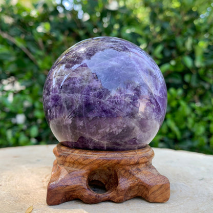 494g 6x6x6cm Purple Banded Chevron Amethyst Sphere from South Africa