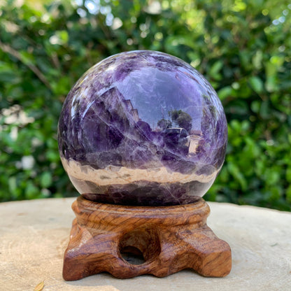 494g 6x6x6cm Purple Banded Chevron Amethyst Sphere from South Africa