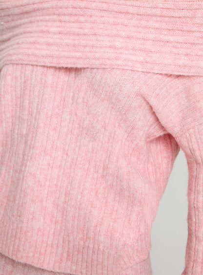 Icicle Off Shoulder Knit Sweater Pink