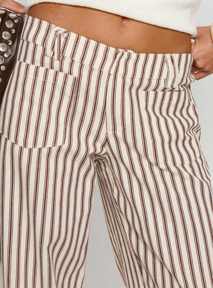 Vendi Low Rise Pant Brown Stripe