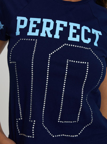 Perfect 10 Graphic Top Blue