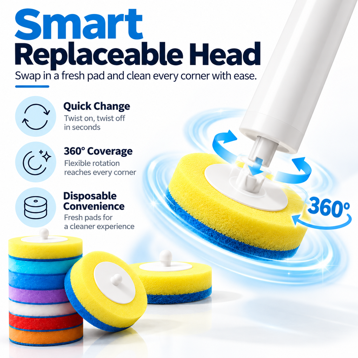 Disposable Scrubber Toilet Brush Kit 1 Handle + 42 Color Refill Heads