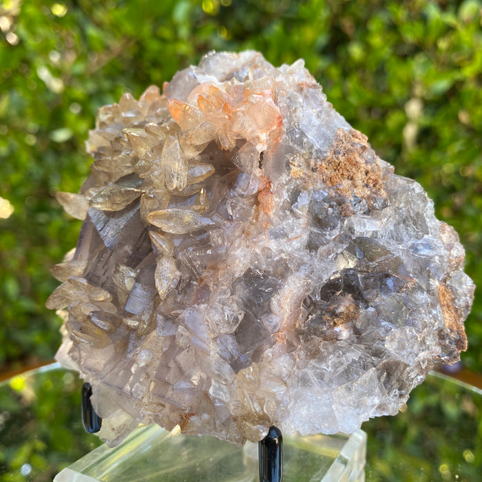 524g 11x10x5cm Spiky White and pink Calcite Grey Fluorite from Balochistan, Pakistan
