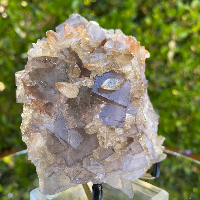 524g 11x10x5cm Spiky White and pink Calcite Grey Fluorite from Balochistan, Pakistan