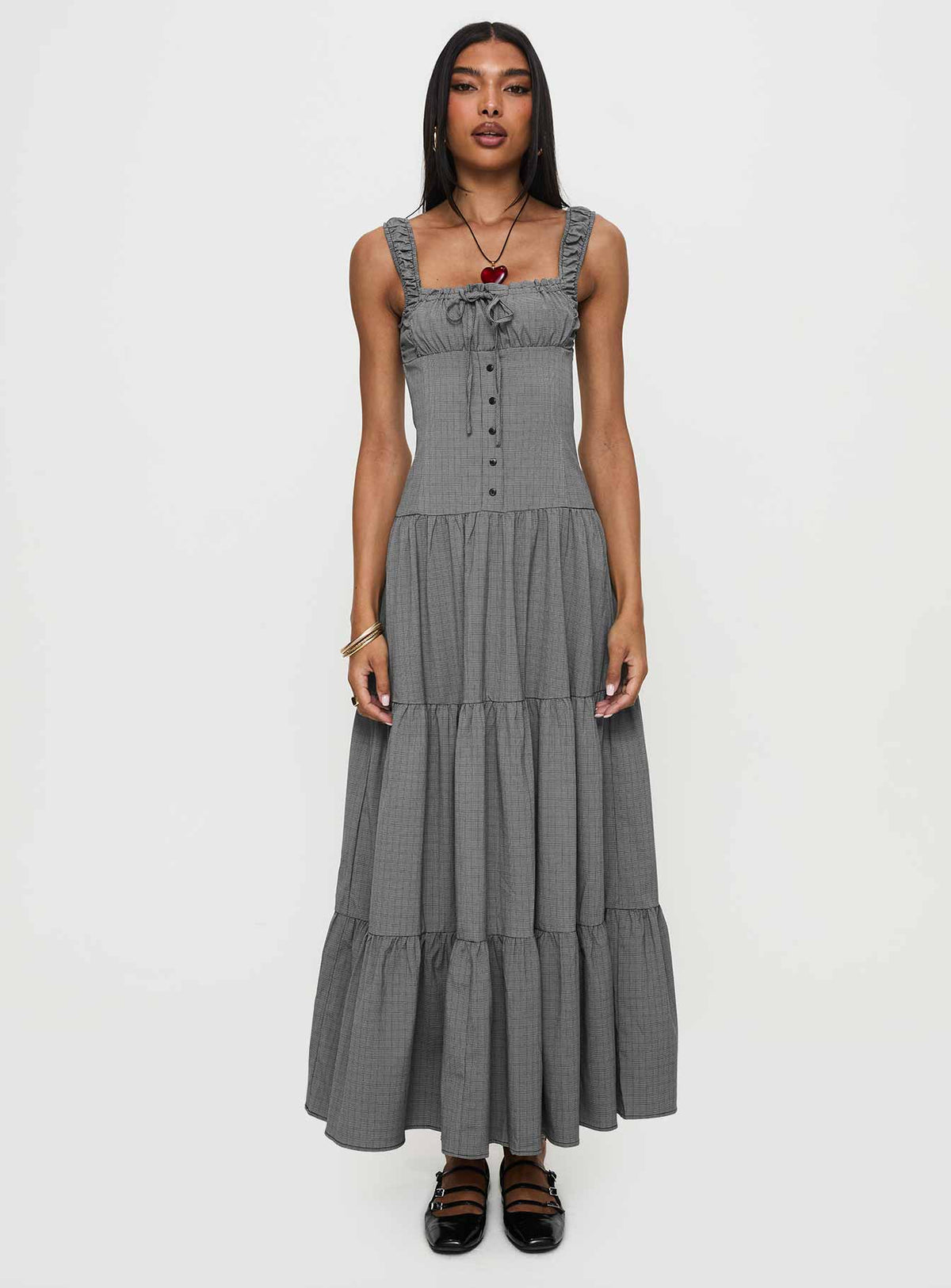 Ballerina Maxi Dress Onyx Gingham