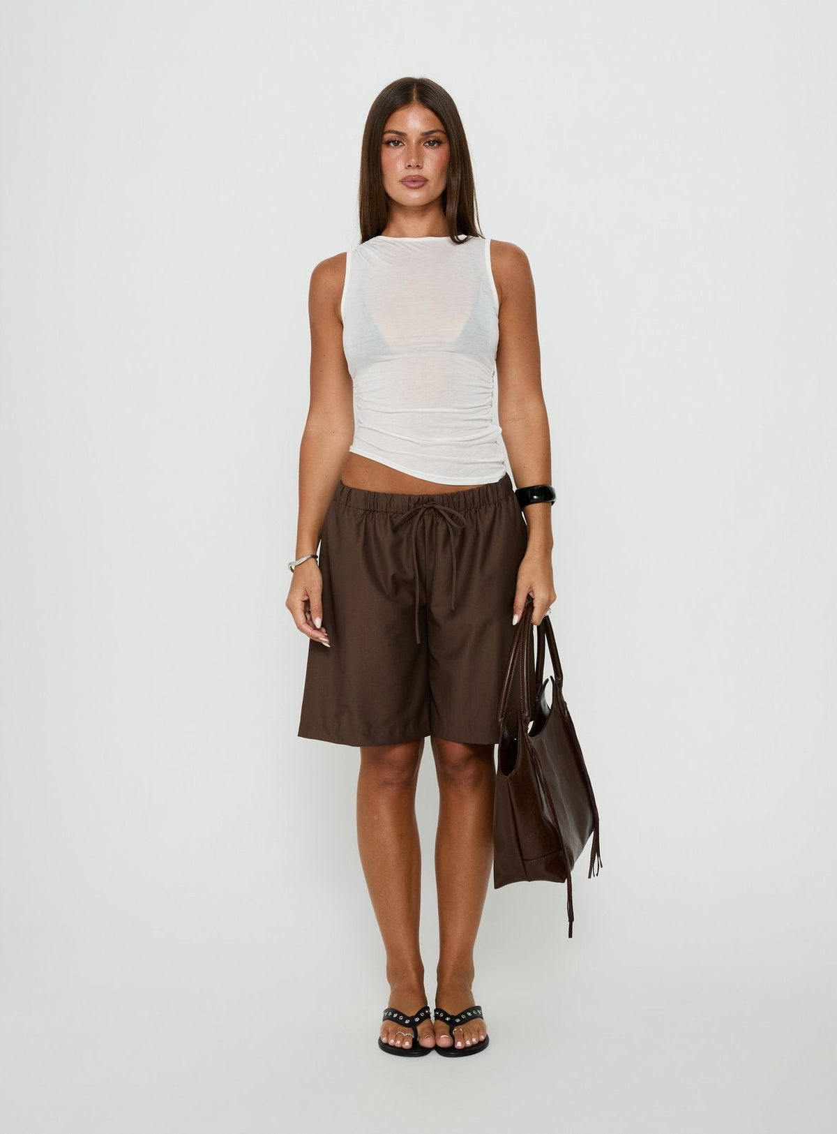Siren Sun Drawstring Jorts Brown