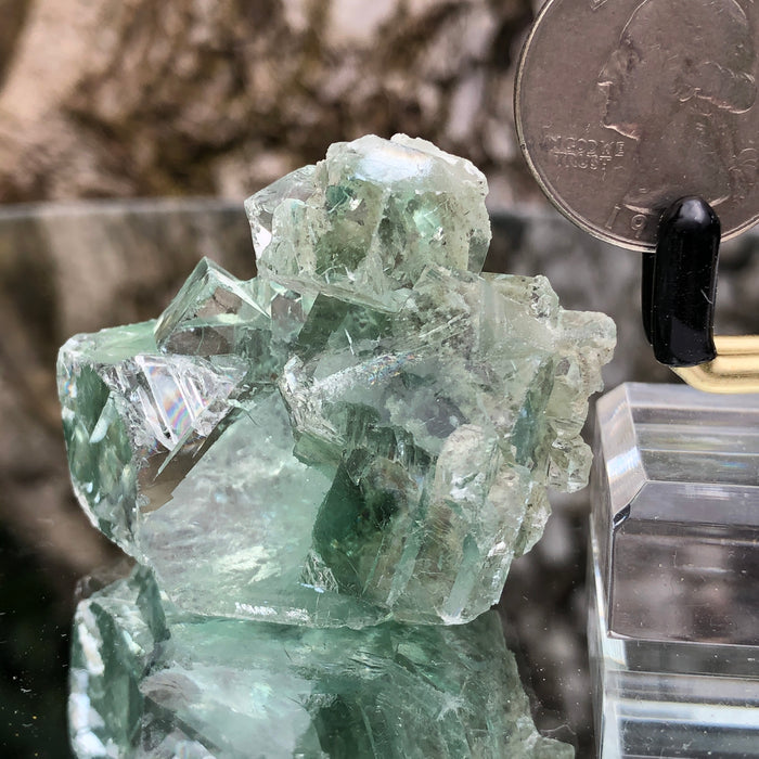 60g 5x4x3cm Glass Green and Clear Fluorite from Xianghualing,Hunan,CHINA