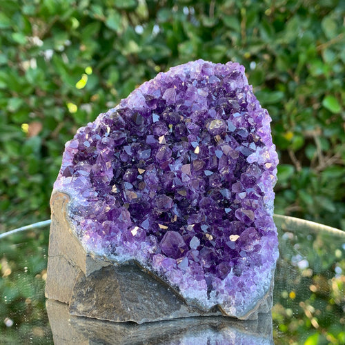698g 10x9x8cm Purple Amethyst Cluster Cutbase Grade A from Uruguay