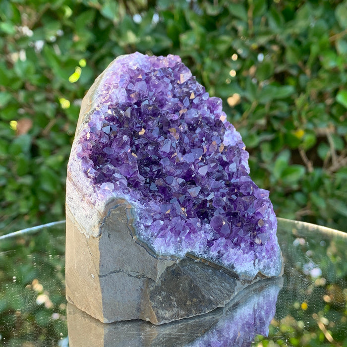 698g 10x9x8cm Purple Amethyst Cluster Cutbase Grade A from Uruguay