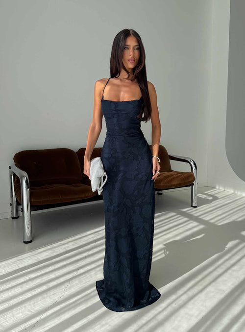 Celena Maxi Dress Navy Burnout