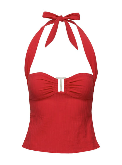 Isabetta Halter Top Red