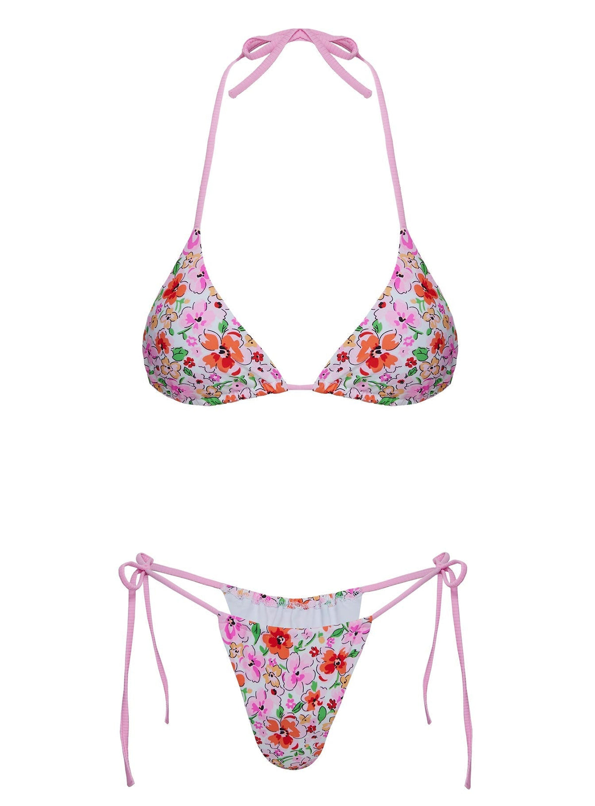 Jenner Triangle Bikini Top Pink Floral Multi