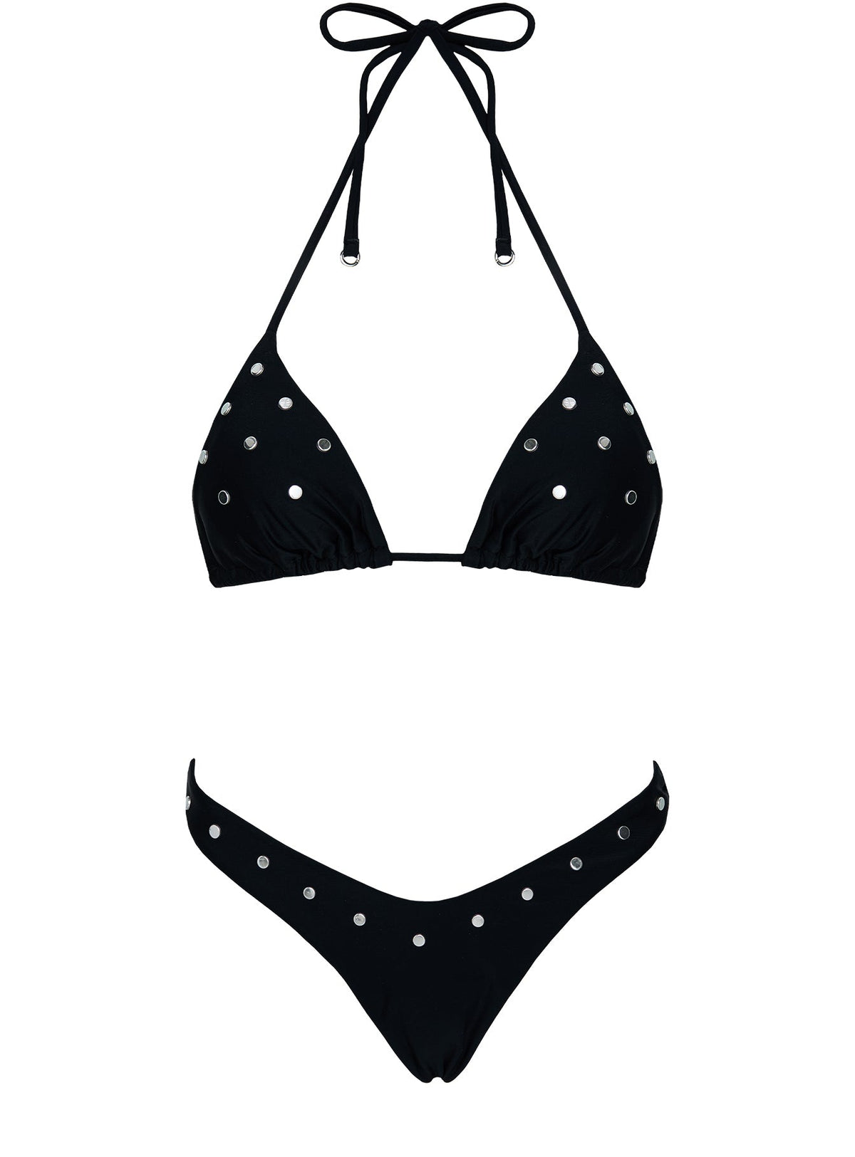 Jenner Triangle Studded Bikini Top Black
