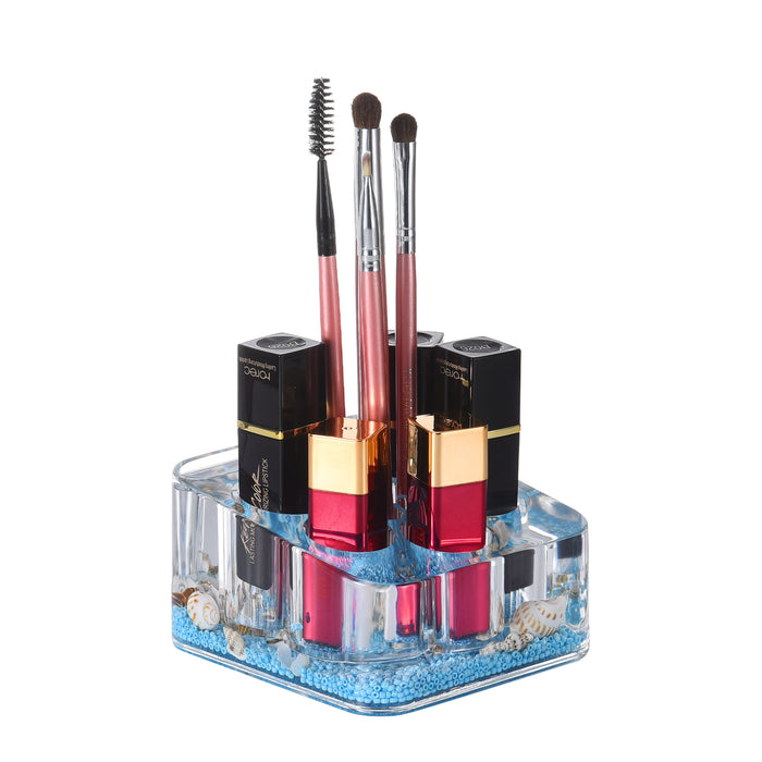Acrylic Liquid 3D Floating Motion Square Lipstick Brush Makeup Holder Orangizer Conch