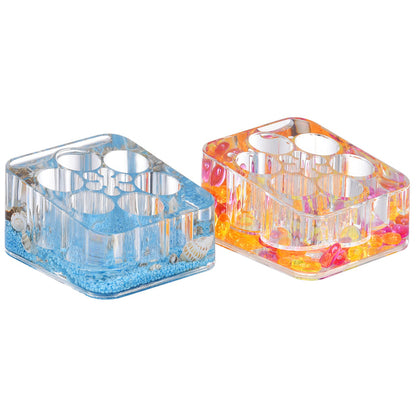 Acrylic Liquid 3D Floating Motion Square Lipstick Brush Makeup Holder Orangizer Conch