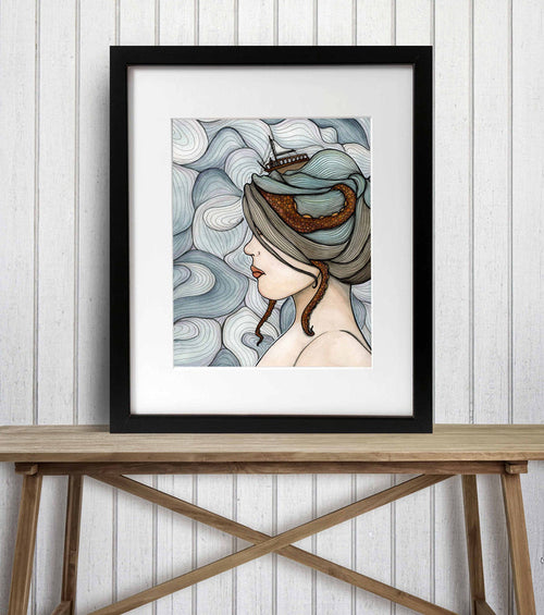 PinkPolish Design Art Prints "Adrift"  Watercolor Painting: Art Print