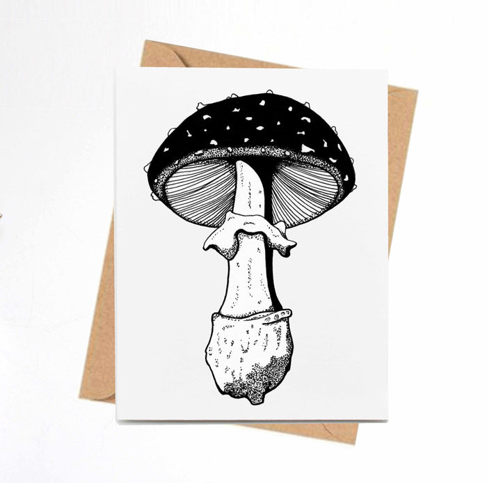 PinkPolish Design Note Cards "Amanita Mushroom" Handmade Notecard
