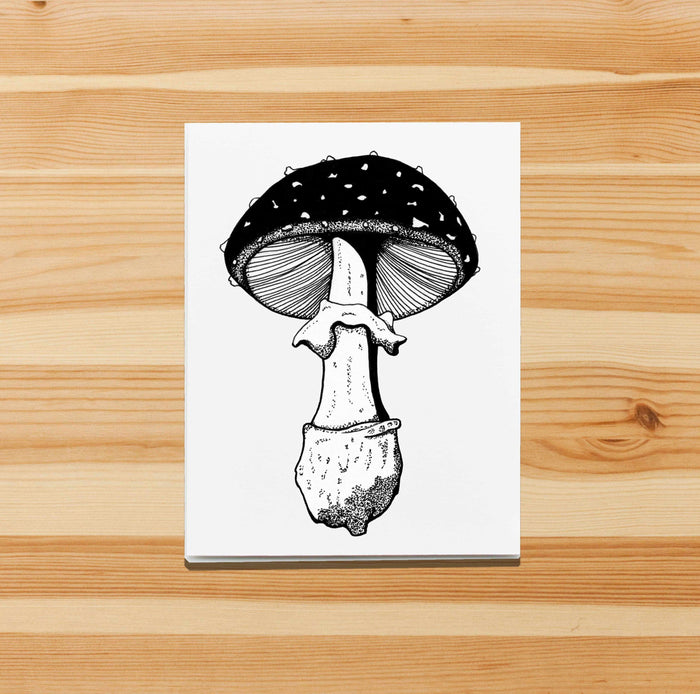PinkPolish Design Note Cards "Amanita Mushroom" Handmade Notecard