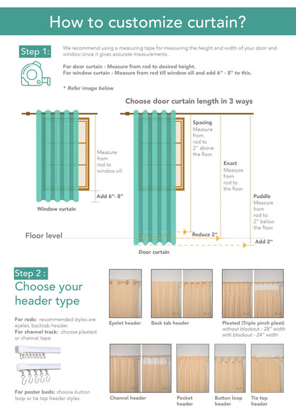 Aniseed Indigo 100% cotton floral sheer curtain for living room - Light filtering - Single Piece