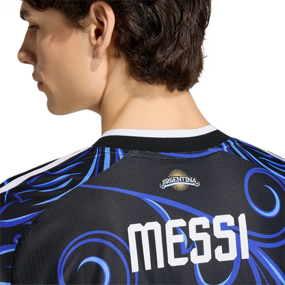 adidas Argentina 26 Away Authentic Messi Jersey | Black/Lucid Blue | Men's