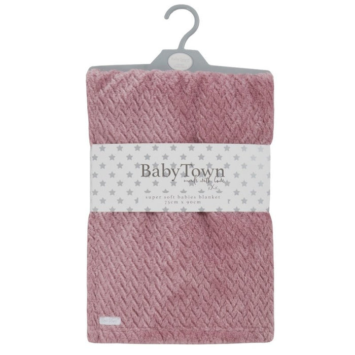 BABY TEXTURED PLUSH BLANKET-DUSKY PINK (75 x 90 cm) (PK6) 19C249