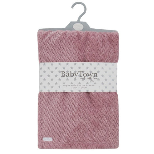BABY TEXTURED PLUSH BLANKET-DUSKY PINK (75 x 90 cm) (PK6) 19C249