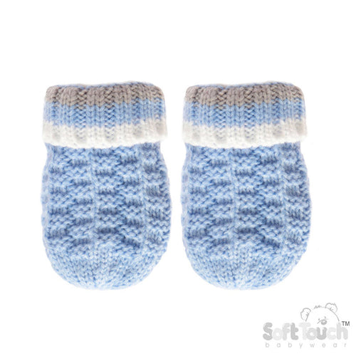 Blue Ribbed Mittens (NB-12 Months)(PK12) M648-B-BP