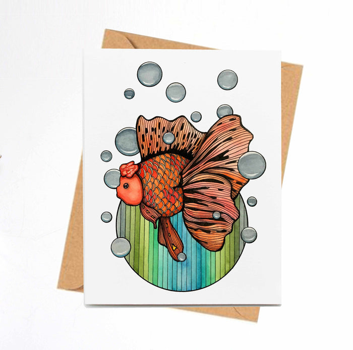 PinkPolish Design Note Cards "Bubble Fish" Handmade Notecard