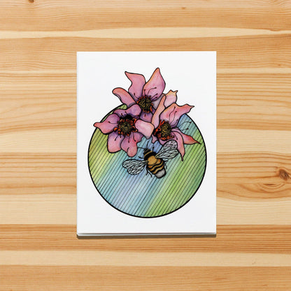 PinkPolish Design Note Cards "Bumble" Handmade Notecard