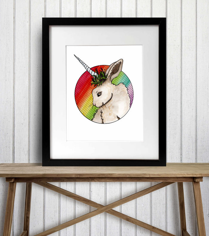 PinkPolish Design Art Prints "Bunnicorn" Watercolor Painting: Art Print