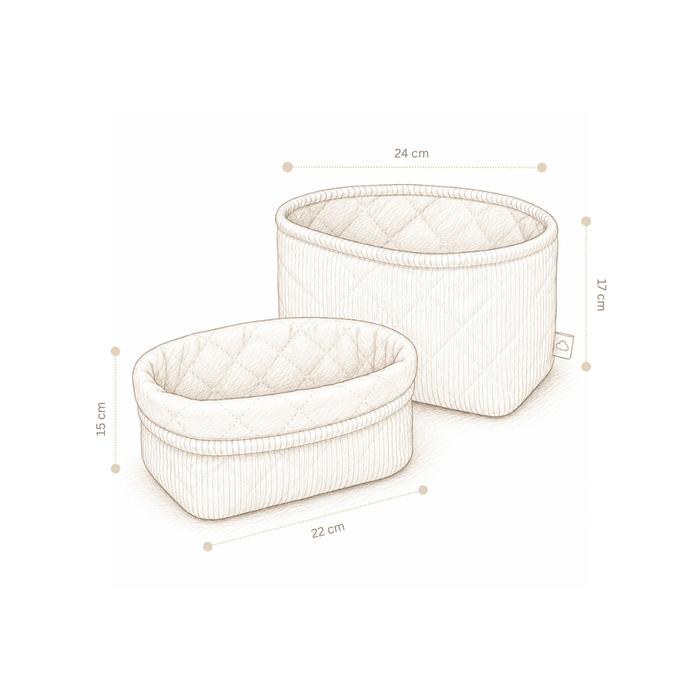 Cam Cam Copenhagen – Quilted Storage Baskets Set of 2 – Classic Stripes Rose