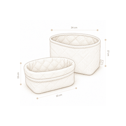 Cam Cam Copenhagen – Quilted Storage Baskets Set of 2 – Classic Stripes Rose