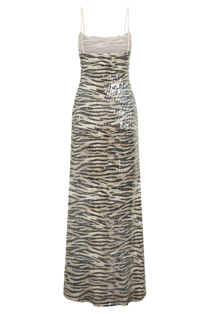 Deborah Sequin Maxi Dress - Zebra Print