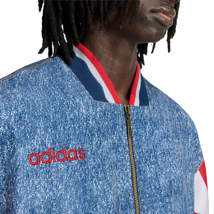 adidas Denim Graphic Track Top | White / Dark Blue | Men's
