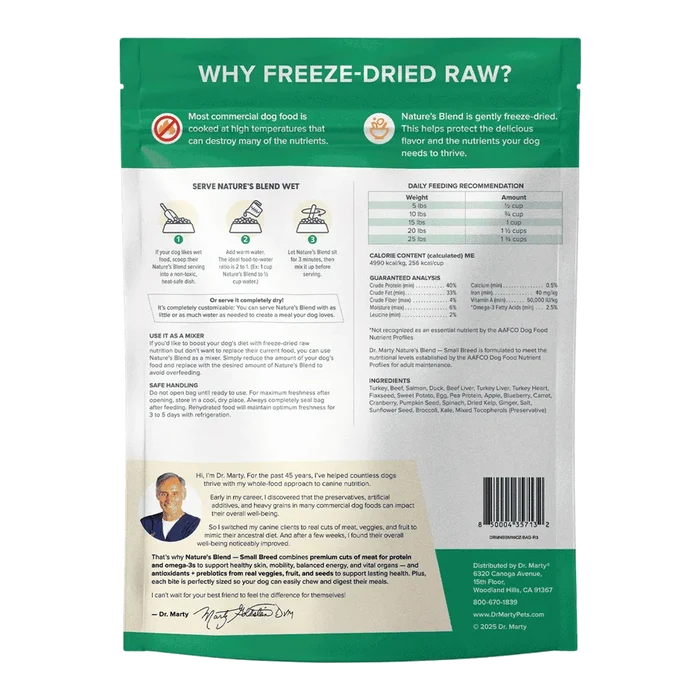 Dr. Marty's Nature's Blend Freeze Dried Small Breed Dog 16 oz