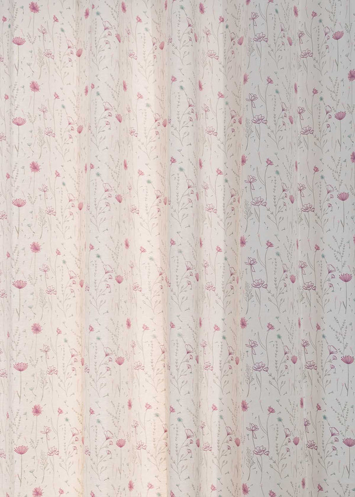 Drifting Dandelion Lavender 100% cotton floral curtain for kids room, living room - Light Reduction - Single Piece
