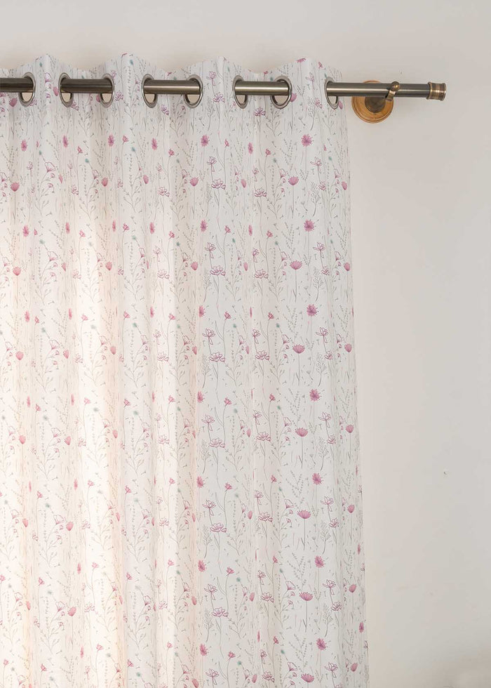 Drifting Dandelion Lavender 100% cotton floral curtain for kids room, living room - Light Reduction - Single Piece