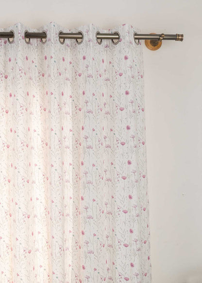 Drifting Dandelion Lavender 100% cotton floral curtain for kids room, living room - Light Reduction - Single Piece