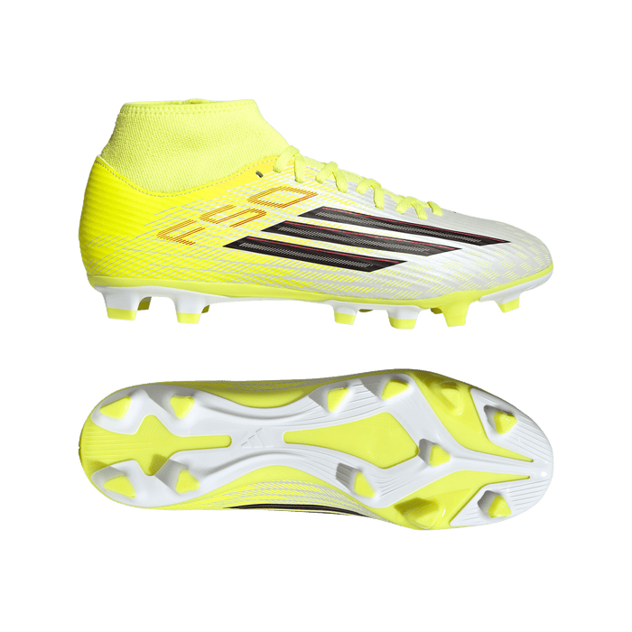 adidas F50 CLUB Mid Cut Firm Ground / Multi Ground Soccer Cleats | Team Solar Yellow 2 / Core Black / Lucid Red | Men's