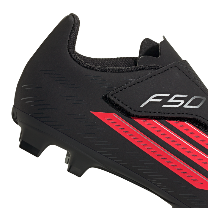 adidas F50 CLUB Velcro Firm Ground / Multi Ground Soccer Boots | Core Black / Lucid Red / Core Black | Kid's